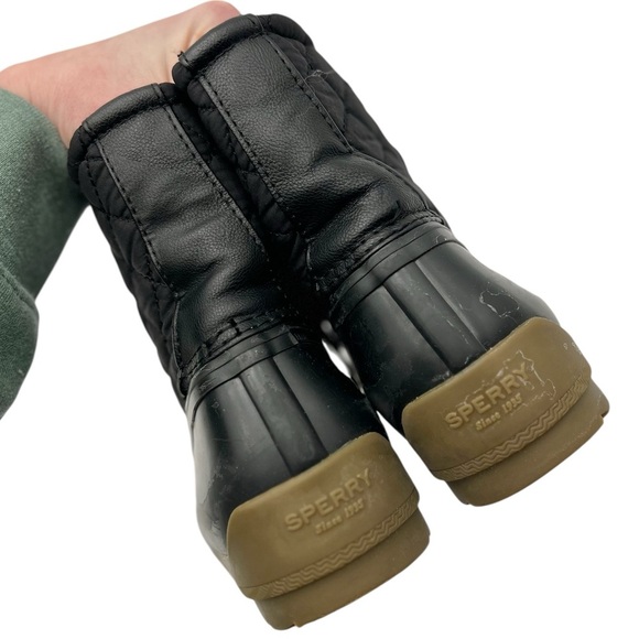 Sperry Quilted Black Port Lace Duck Boots Size 6M - Picture 4 of 8